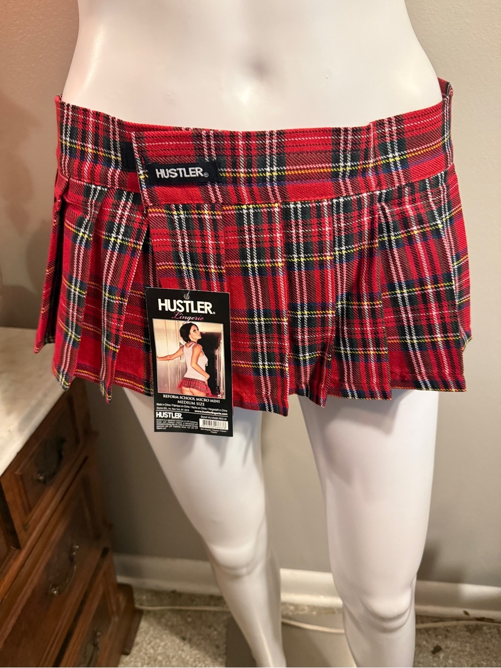 Hustler Red Plaid Pleated Halloween School Girl Mini Skirt In Size Medium